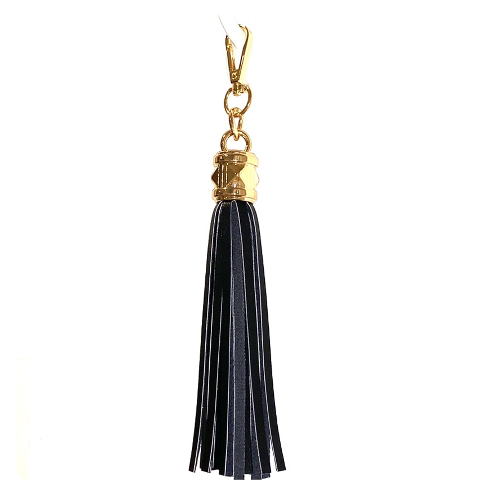 Black leather tassel keychain